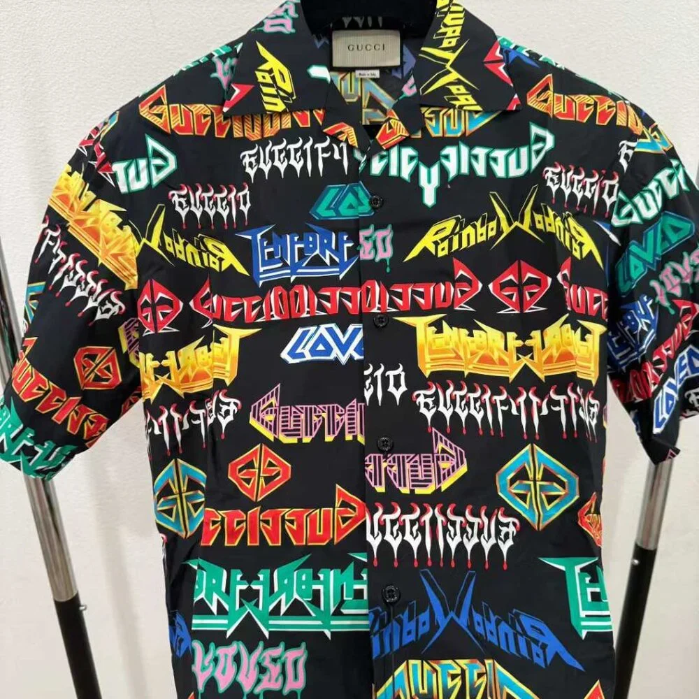 NWT AUTHENTIC GUCCI Unisex Short-Sleeve Printed Shirt